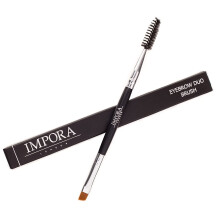 Duo Eyebrow Brush & Spoolie by Impora London. Flat, Angled Brush Perfect for Lining / Shaping Brows. Use with Gel, Cream or Powder Colours. Spoolie