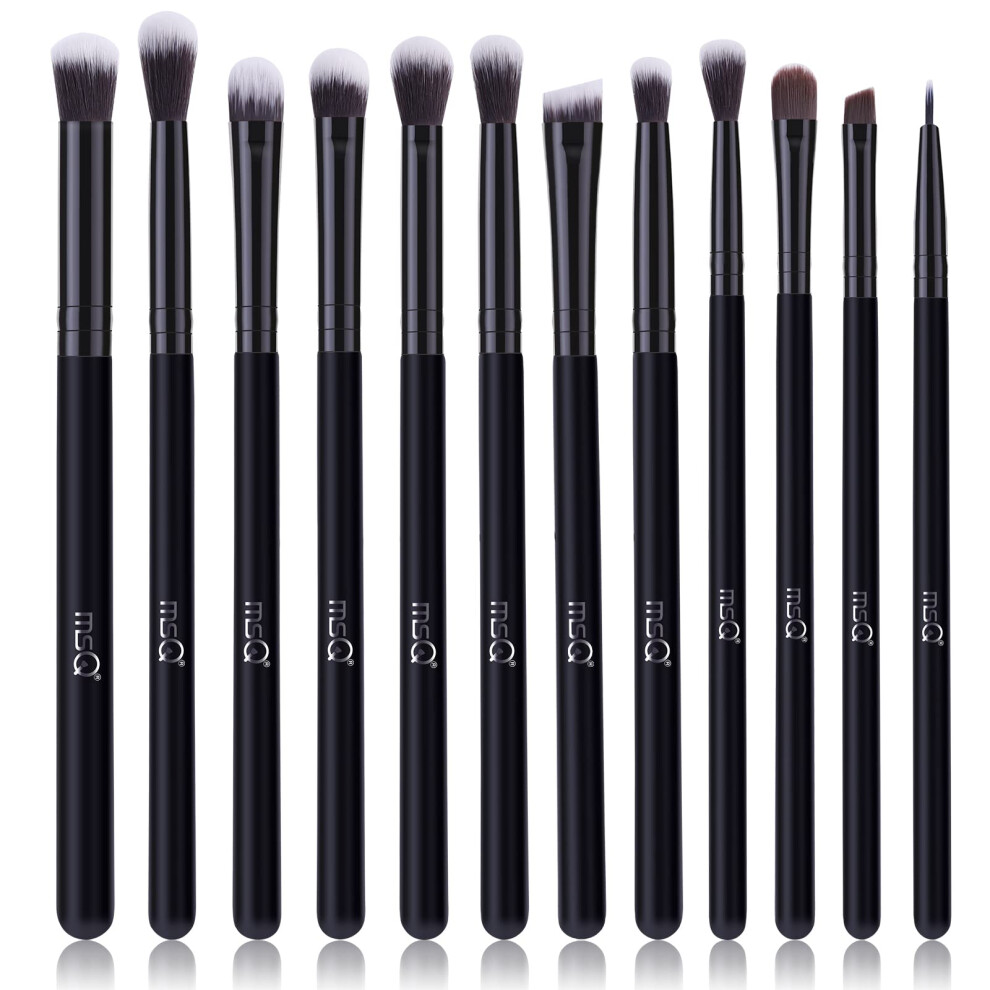 Msq Eyeshadow Brushes 12Pcs Professional Eye Makeup Brush Set,Eye Makeup Brushes Set For Concealer, Eyeliner, Eyelash,Eyebrow, Blending, Contour (Pure