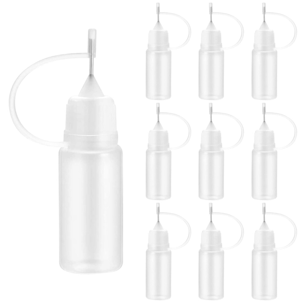 Rowwait 10Pcs Precision Tip Applicator Bottles,Liquid Dropper Fillingbottles,10Ml Precision Needle Tip Glue Bottle, Plastic Applicator Bottles With Needle Tip