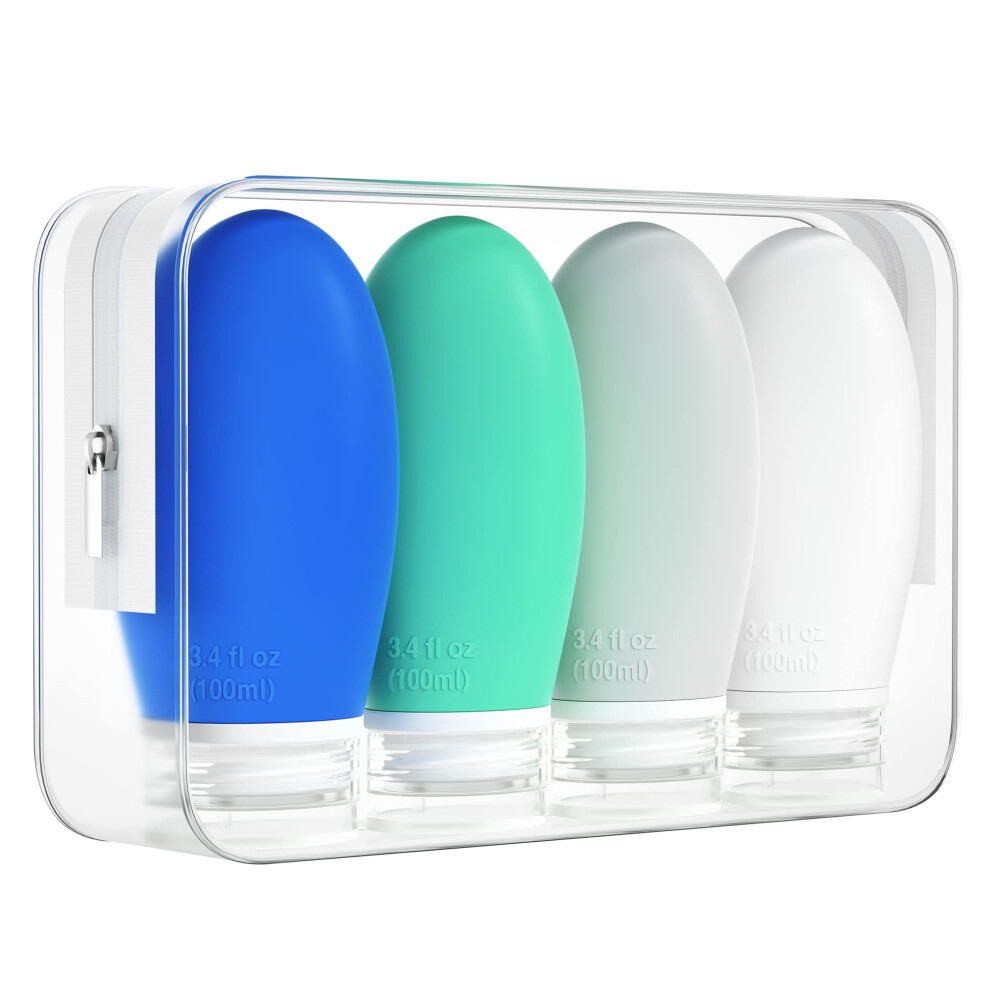 Morfone 100Ml Silicone Travel Bottle For Toiletries, 4 Pack Leak Proof Refillable Squeezable Containers For Lotion Liquid Shampoo, Bpa Free And Tsa