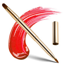 Retractable Lip Makeup Brush Portable Dual End Lipstick Brush Lipstick Gloss Makeup Brushes Concealer Brushes Lip Contours Makeup Tool (Gold)