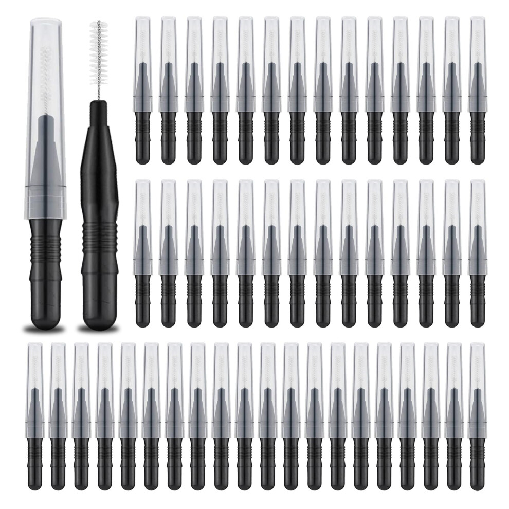 Fantasyon 60 Pcs Micro Eyebrow Brush With Cap, Disposable Eyelash Brushes Brow Lamination Brushes 360?Bendable Mascara Brush Mascara Wand For Lash Extension