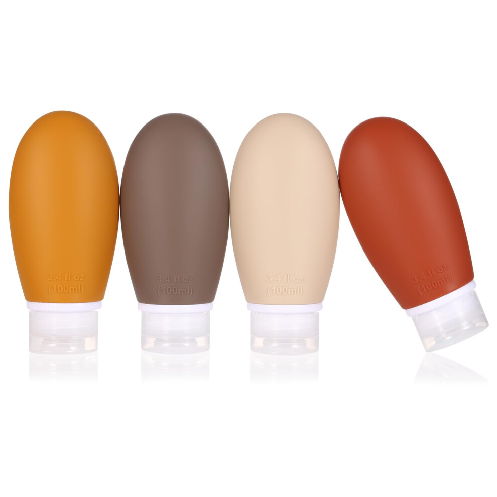 Liyuabu Silicone Travel Bottles,4 Pack 100Ml Leak Proof Squeeze Refillable Portable Empty Travel Bottles Accessories Containers For Toiletries Shampoo