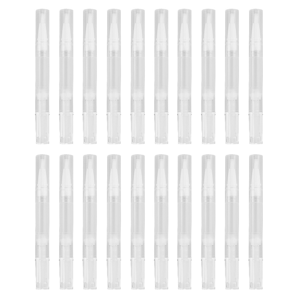 Kznkzn 20Pcs Transparent Screw Pens, 3Ml Nail Oil Pen With Brush Tip, Empty Cuticle Oil Pen Cosmetic Container Applicators For Refillable Lip Gloss, Nail