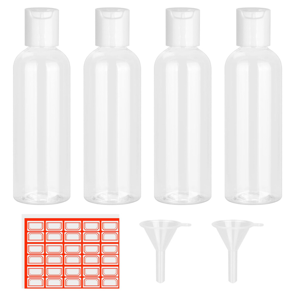 Chyaya 4Pcs 100Ml Bottles Empty Refillable Transparent Bottles With Funnels And Labels For School Travel Or Cosmetic