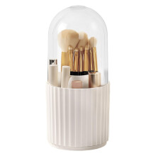 Terafeels Makeup Brush Holder with Lid 360? Spinning Make up Stand 5 Slot Brushes Cup and Pencil Pen Holder for Vanity Decor Bathroom Countertops Desk