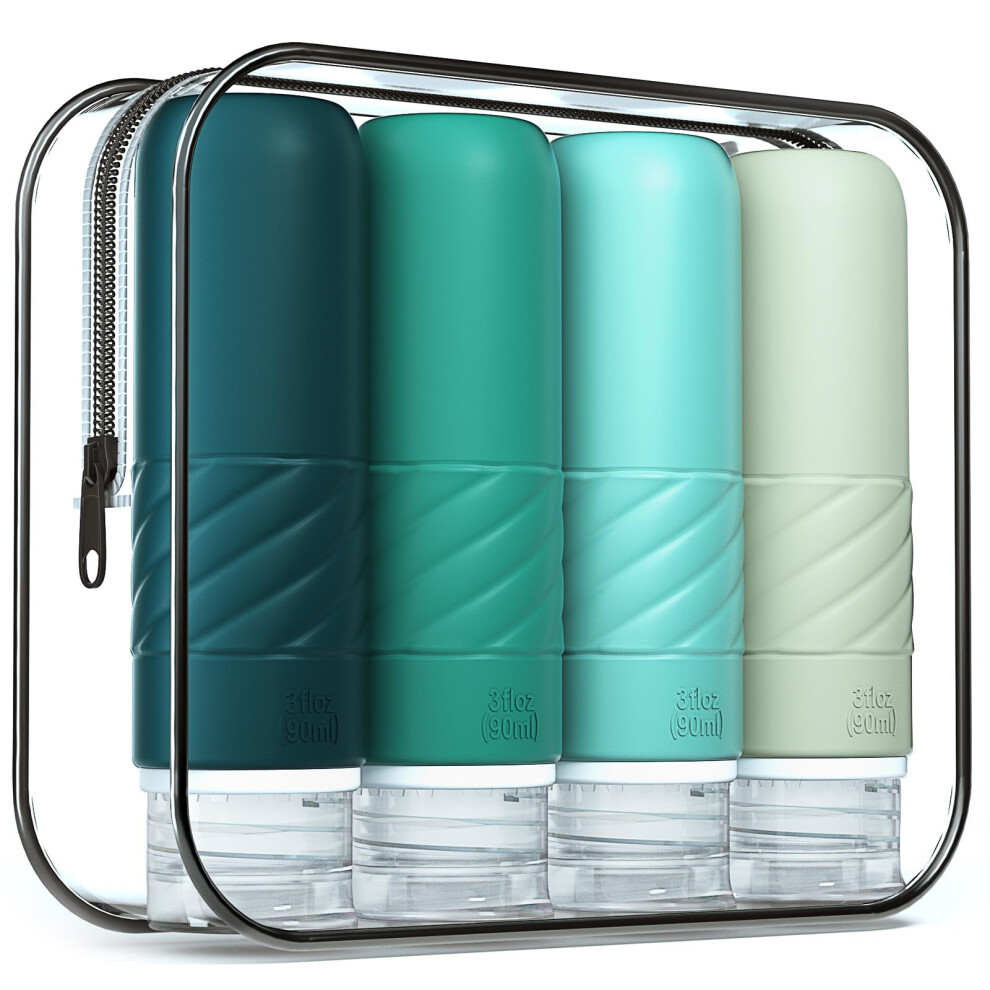 Gemice Travel Bottles For Toiletries, Caa Approved 90Ml Silicone Travel Bottles, Leak Proof Squeezable Travel Size Containers, Travel Essentials For