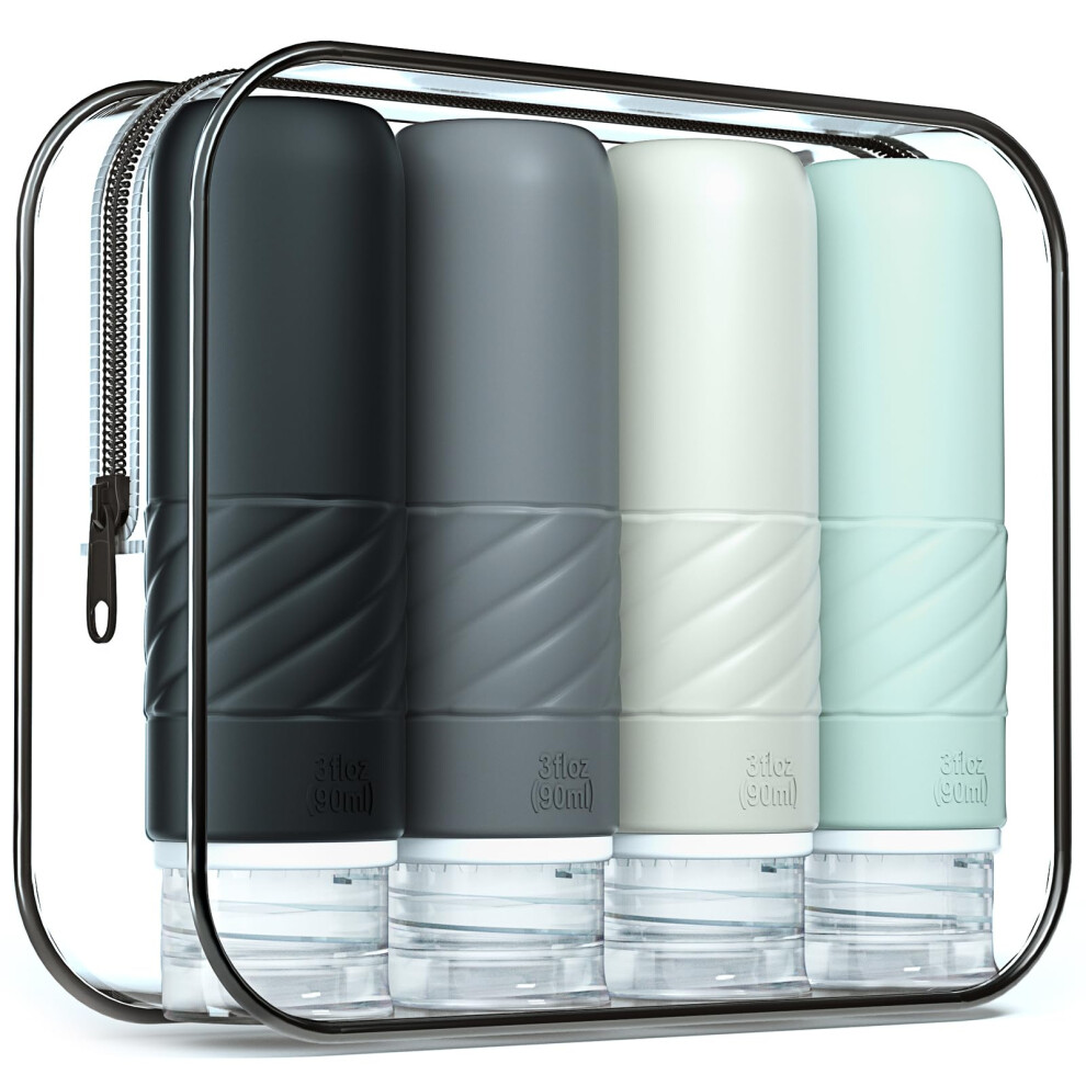 Gemice Travel Bottles For Toiletries, Caa Approved 90Ml Silicone Travel Bottles, Leak Proof Squeezable Travel Size Containers, Travel Essentials For