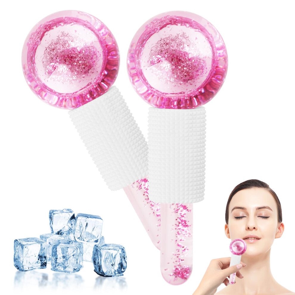 Geeric 2 Pcs Ice Globes For Facials, Spa Cooling Globe Roller For Face Eye, Cold Glass Ice Roller Ball, Icer Spa Facial Wand For Daily Beauty Routine
