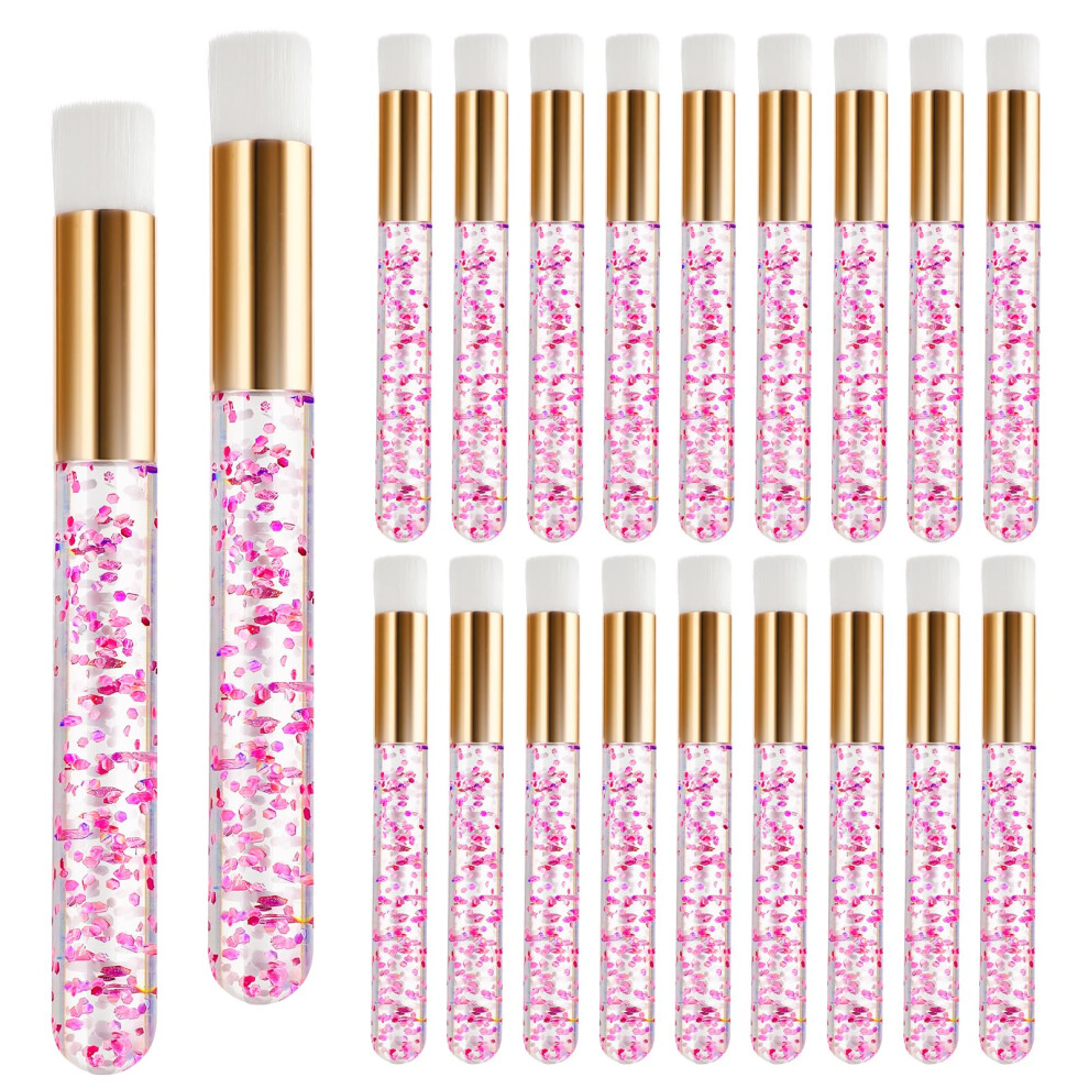 Divina Vitae Pink 20Pieces Crystal Eyelash Extension Cleaning Brush Set - Lash Shampoo And Cleanser Brushes For Makeup, Blackhead Removing - Glitter