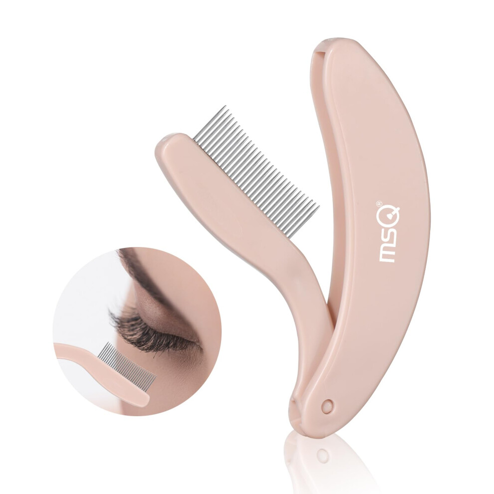 Msq Folding Eyelash Comb Eyelash Separator Arc Designed Cosmetic Brushes Tool Eyebrow Grooming Brush (Nude)