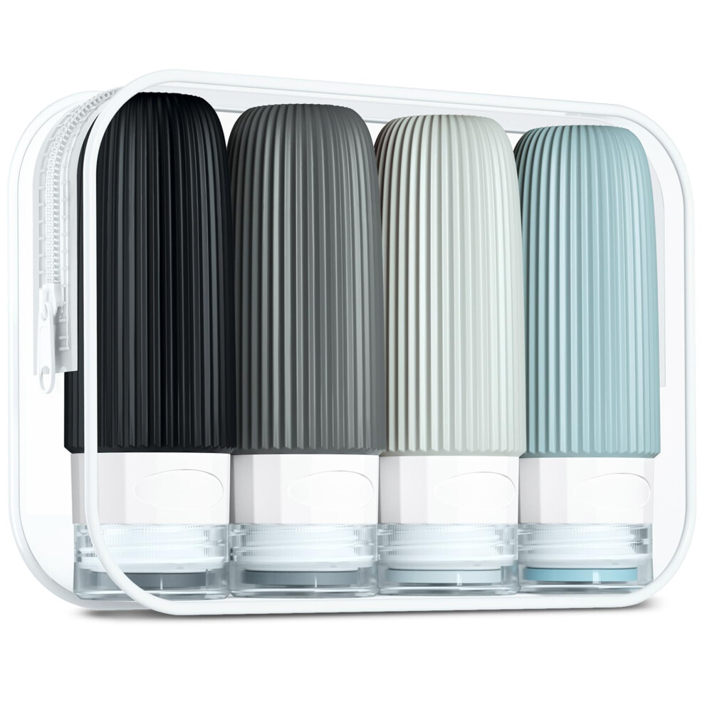 Gemice Travel Bottles For Toiletries, Caa Approved 60Ml Silicone Travel Bottles, Leak Proof Squeezable Travel Size Containers, Travel Essentials For