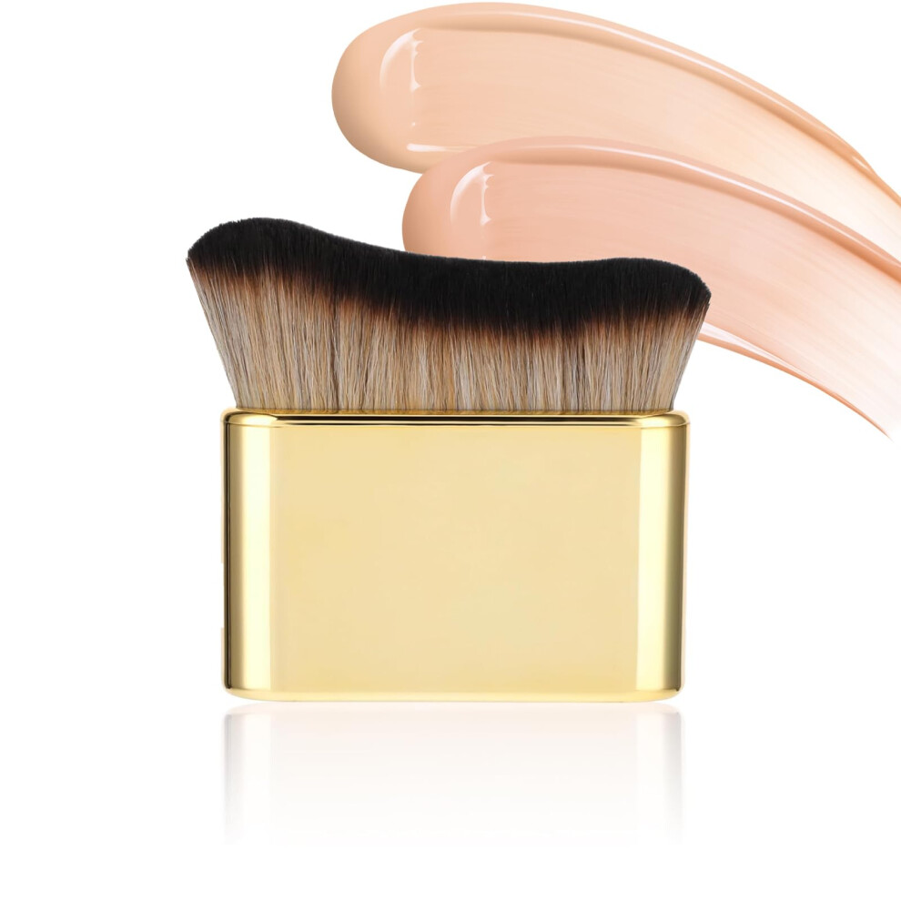 Yoolly Gold Tanning, Self Tan Brush, Portable Face & Body Brush Self Tan Applicator For Tanners Mousse Kabuki Foundation (Gold)