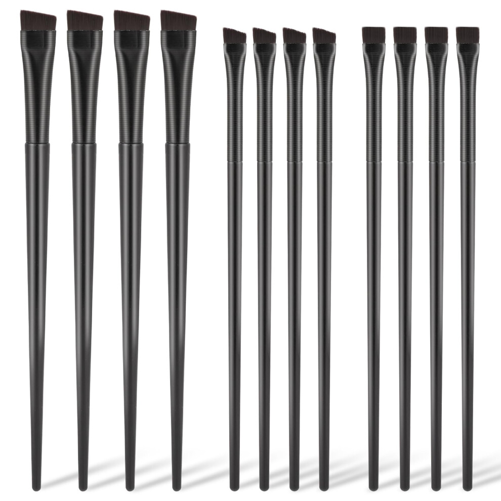 Kalione 12 Pack Eyebrow Tint Brush Set - Angled Eyeliner, Flat Ultra Thin Eyeshadow Brush, Eye Makeup Applicator - Fine Slanted Eyebrow Brush