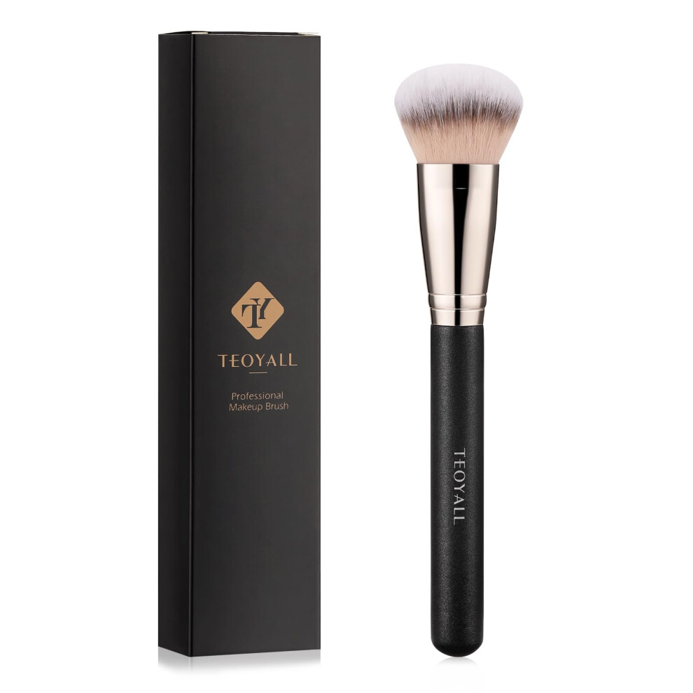 Teoyall Cream Domed Foundation Brush, Soft Dense Synthetic Bristles Blending Brush For Liquid Foundation Bronzer Contour