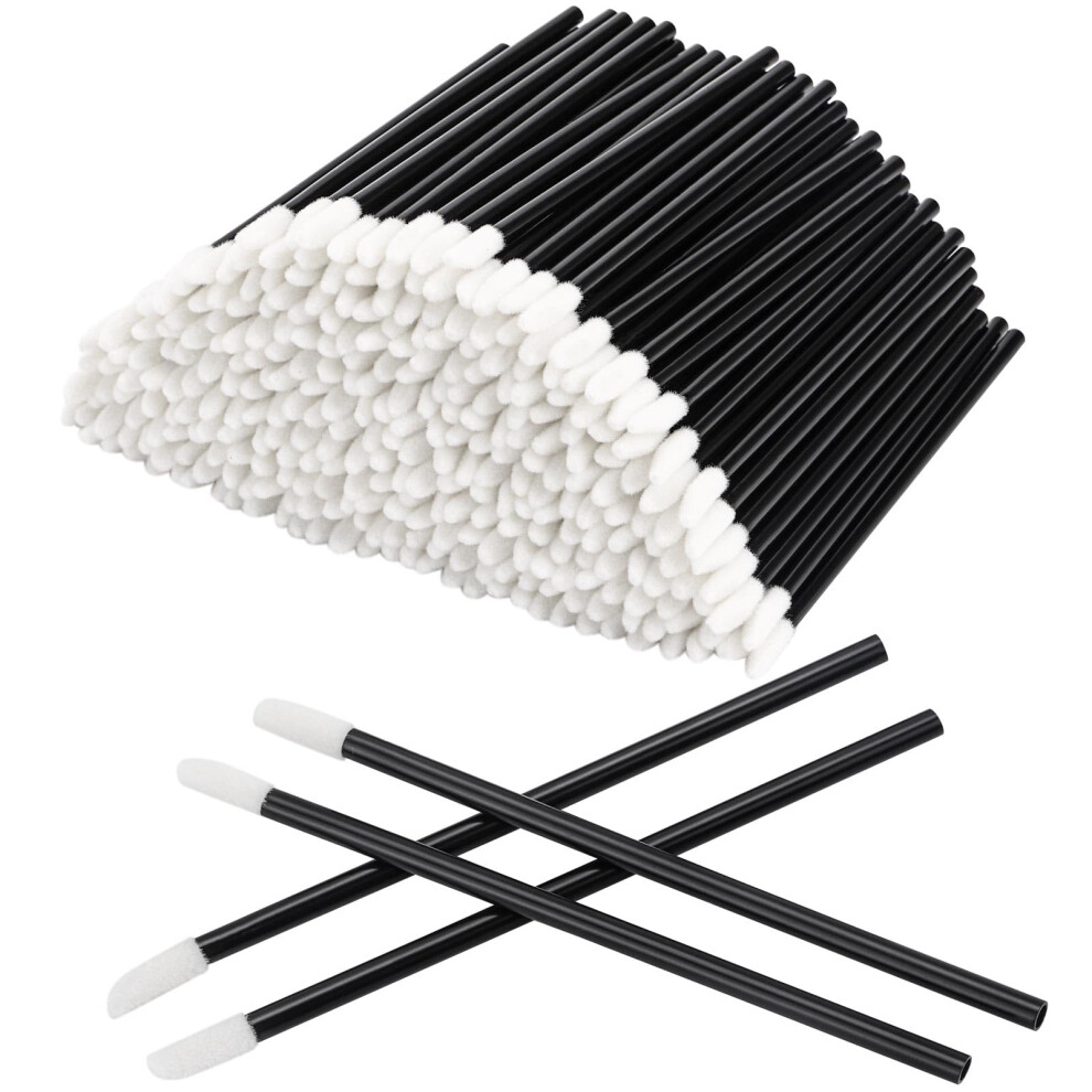 Lovebb Black Lip Brushes 300 Pcs Lipstick Applicator Lip Gloss Wands (Black)