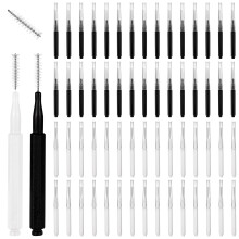 60PCS Micro Eyebrow Brush, Brow Lamination Brush Eyebrow Brush with Cap Eyebrow Spoolie Brush Portable Mini Spoolies for Eyebrows Eyelashes Extensions