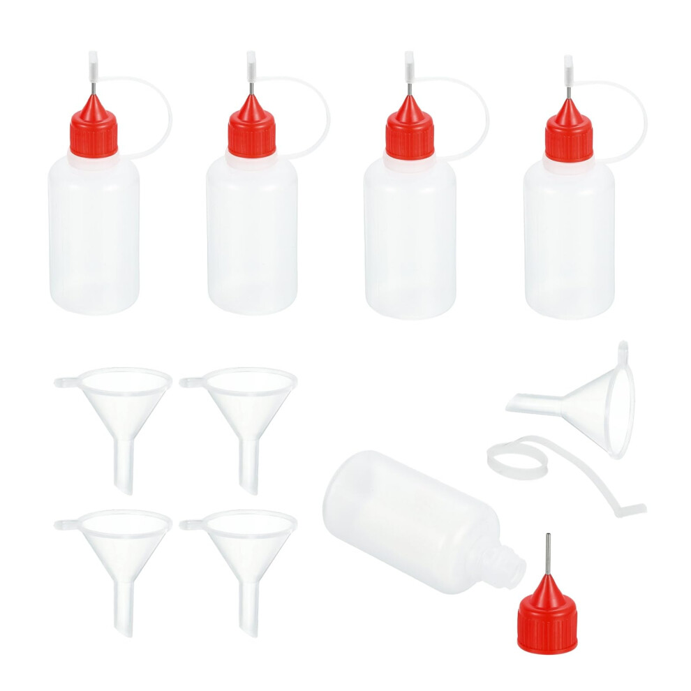 Sourcing Map Red 5Pcs Needle Tip Squeeze Bottle, 30Ml/1Oz Glue Tip Applicator Bottles Plastic Liquid Glue Bottle For Paper Crafts, Painting, Oil, Ink(,