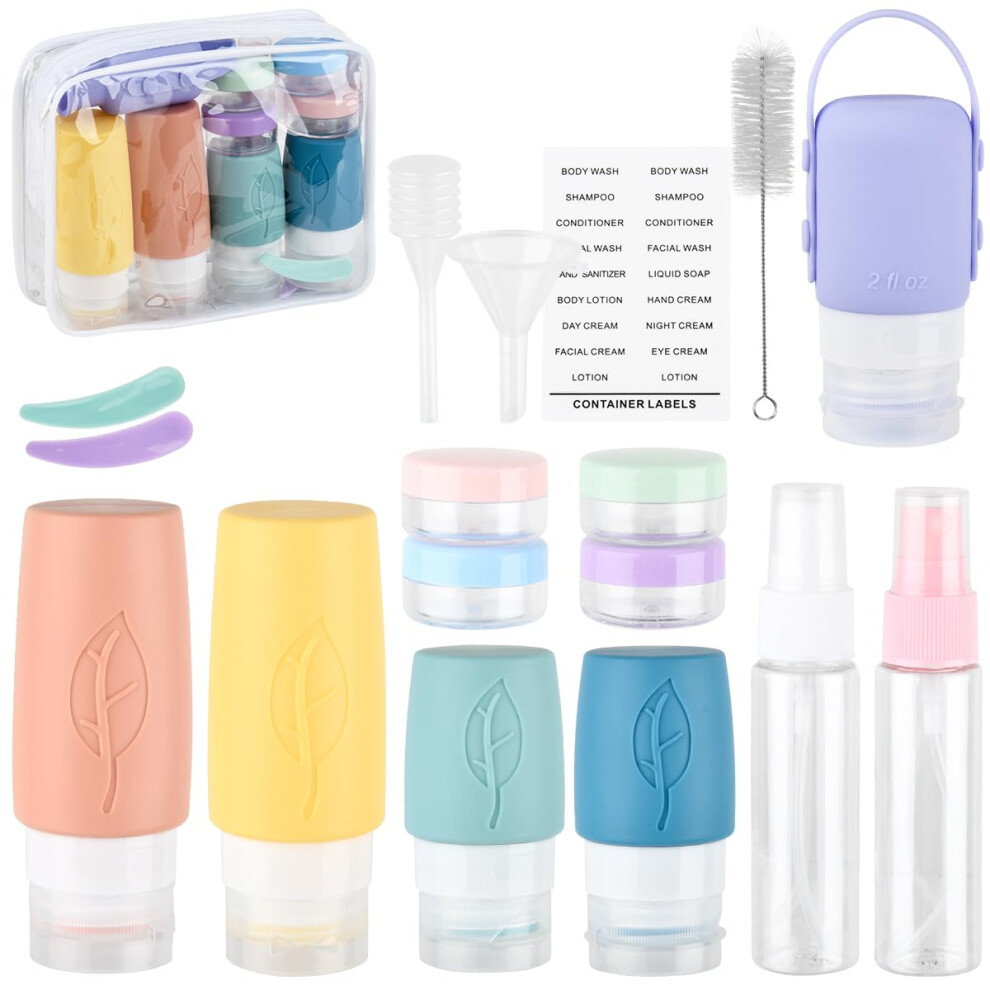 Tmbmlpp Travel Bottles For Toiletries, 17Pcs Silicone Travel Bottle Set, 90Ml/60Ml/30Ml Leakproof & Refillable Travel Bottles With Labels, Reusable