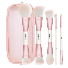 Foundation Brush 5pcs Double Ended Makeup Brushes Kabuki Foundation Concealer Bronzer Blusher Contour Eyeshadow Brow Brush Set for Blending Liquid