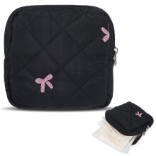 Portable Period Bags for Teen Girls for School, Cute Bow Tie Period Pouch for Pads Sanitary Napkins Small Tampons, Sanitary Napkin Storage Bag First
