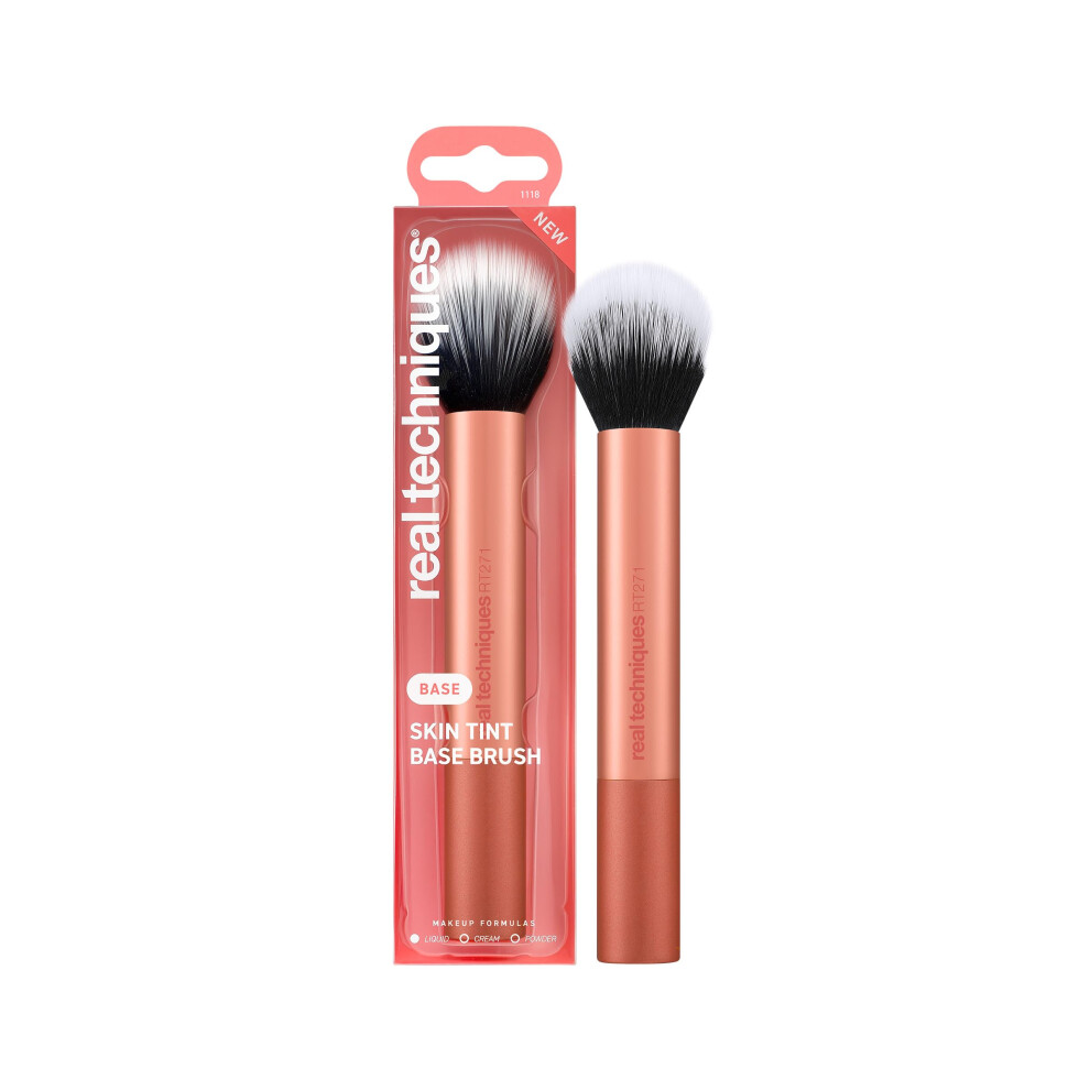 Real Techniques Skin Tint Base Brush, Liquid Foundation Makeup Brush For Skin Tint & Tinted Moisturizer, Streak-Free Blending, Ultraplush Bristles,