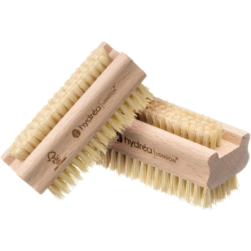 Hydrea London Nail Brushes - Double-Sided Pedicure & Manicure Brush With Natural Cactus Bristles - 100% Vegan Hand Scrub & Fingernail & Toenail