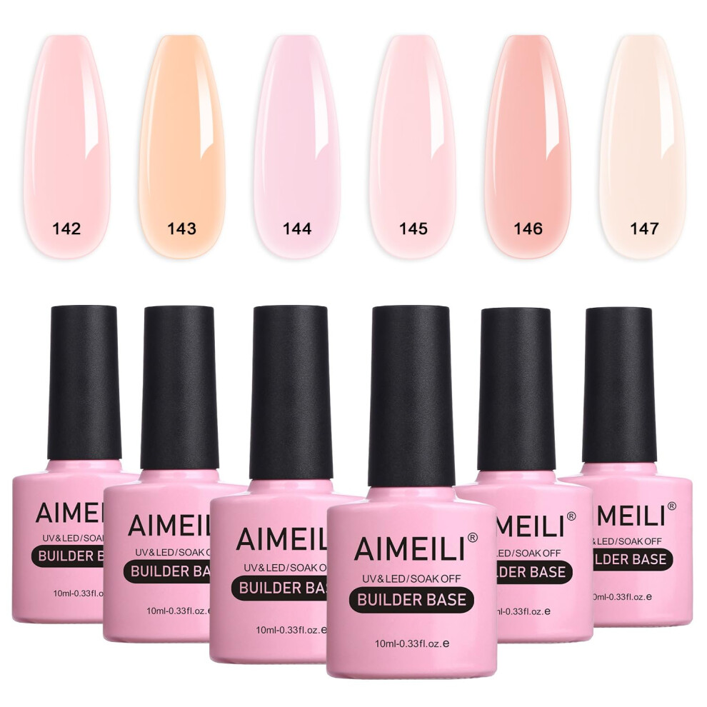 Aimeili 8 In 1 Sheer Color Builder Nail Gel, Jelly Nude Gel Nail Polish Set Builder Nail Strengthener Extension False Nail Tips Glue Gel In A Bottle,