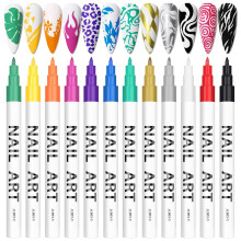 Kalolary 12pcs 3D Nail Art Pens Set Nail Graffiti Drawing Pen Nail Polish Pens Fine Tip Manicure Tools for Painting Nails DIY Nail Art Beauty Adorn