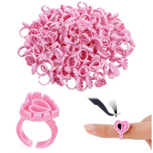RosewineC 100 Pcs Glue Rings for Eyelash Extensions, Lash Glue Rings Quick Blossom Pigment Holders Disposable Finger Hand Beauty Tools for Eyelash