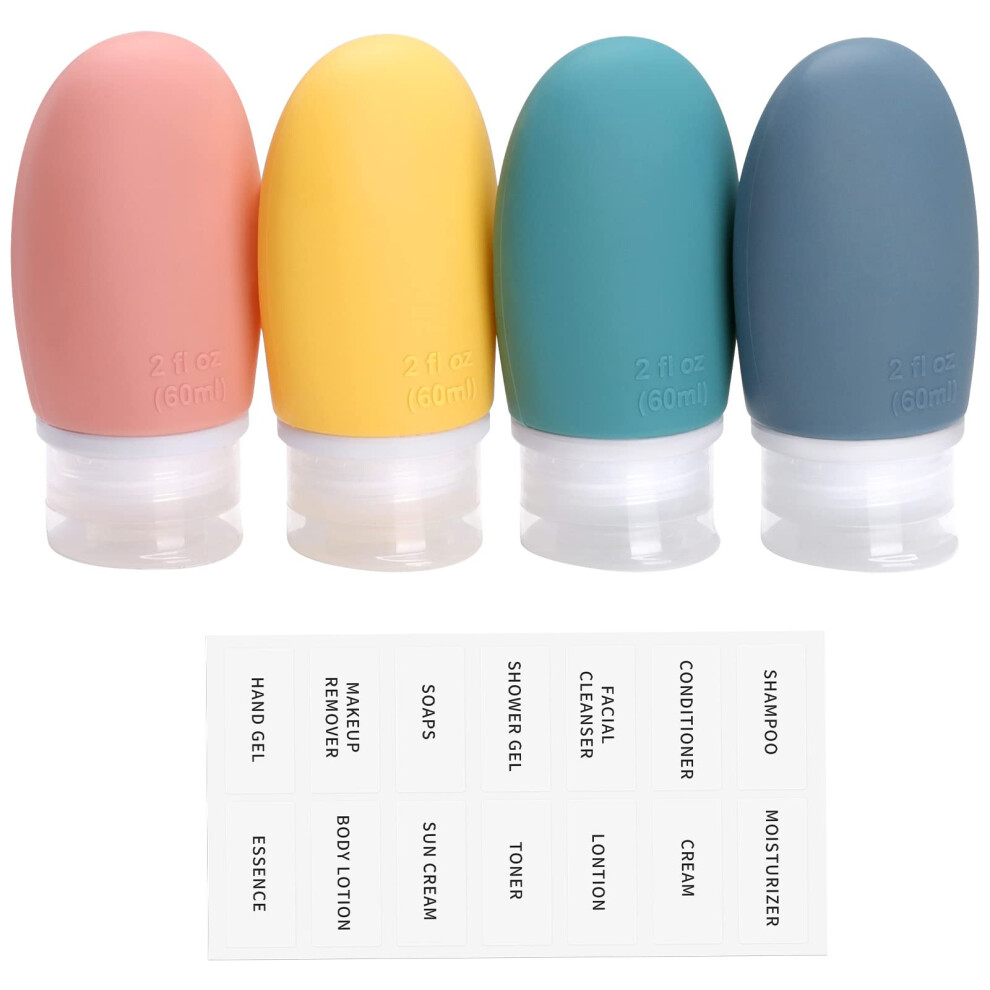 Opret 60Ml Silicone Travel Bottle For Toiletries, 4 Pack Leak Proof Refillable Travel Containers Squeezable Travel Essentials For Shampoos,