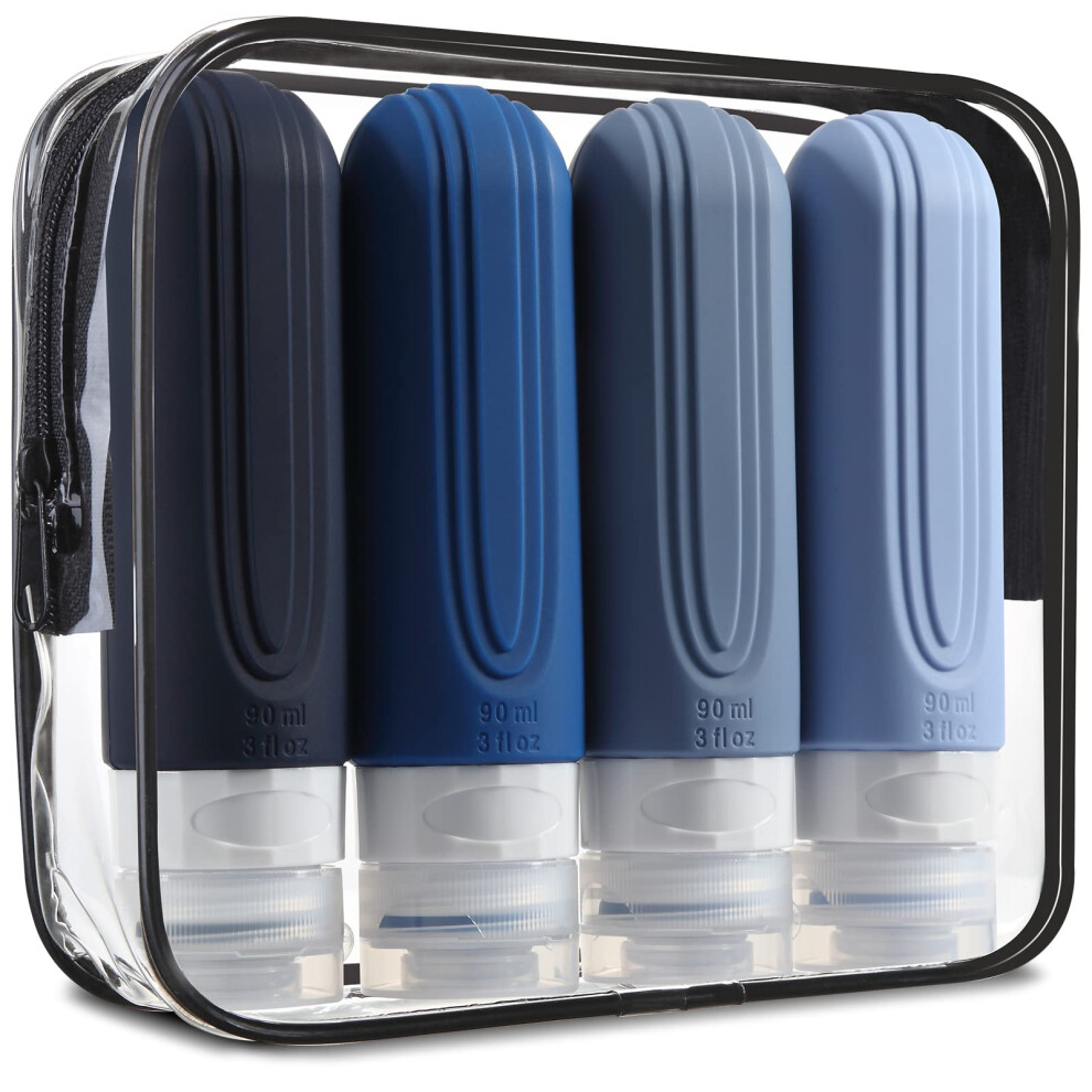 Mrsdry Travel Bottle For Toiletries, Leak Proof Silicone Travel Size 90Ml Bottles Refillable Containers For Liquid Shampoo, Bpa Free And Tsa Approved