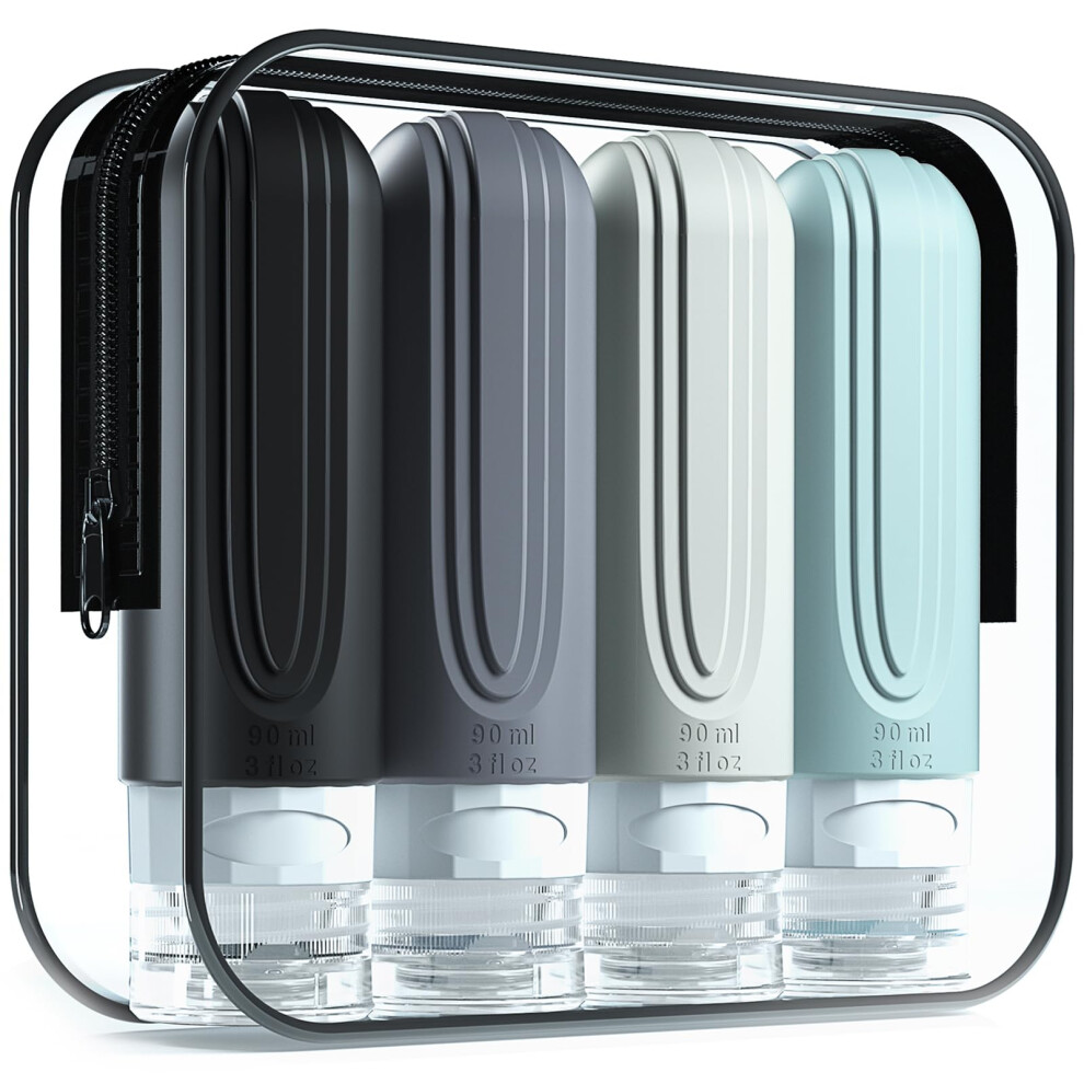 Mrsdry Travel Bottle For Toiletries, Leak Proof Silicone Travel Size 90Ml Bottles Refillable Containers For Liquid Shampoo, Bpa Free And Tsa Approved