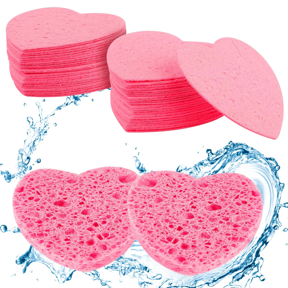 Abeillo 50Pcs Facial Pads Compressed Face Sponges Daily Cleansing, Natural Wood Pulp Cotton Face Washing Sponge Exfoliating Face Sponge, Cosmetic Sponges For