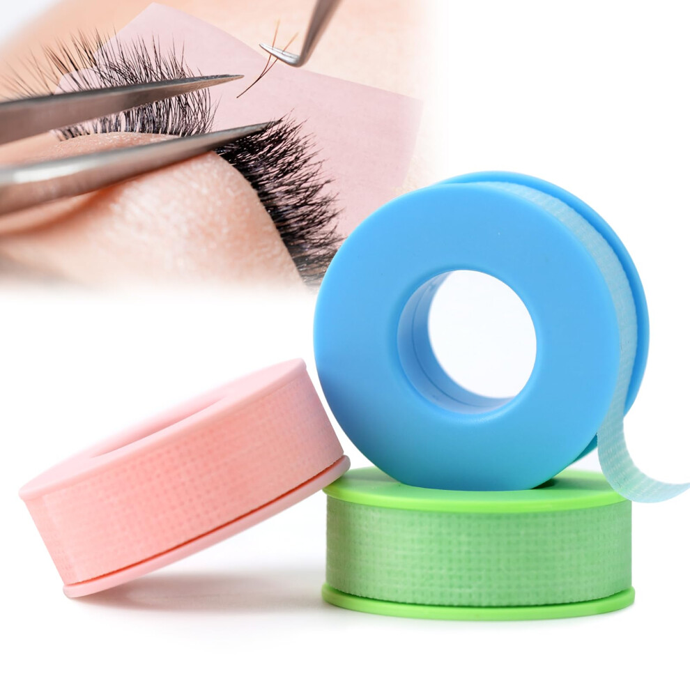 Obeyalash Green/Blue/Pink 3 Rolls Lash Extension Tape Eyelash Tape For Lash Extensions Micropore Tape Silicone Gel Tape Medical Tape For Lashes,