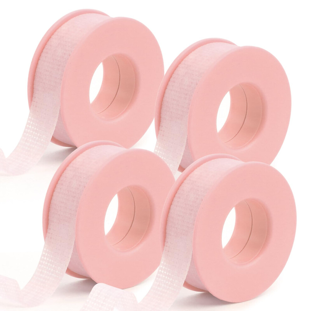 Obeyalash Pink 4 Rolls Lash Tape For Eyelash Extension Breathable Micropore Waterproof Silicone Lash Tape 0.49Inch X 15.7 Yards