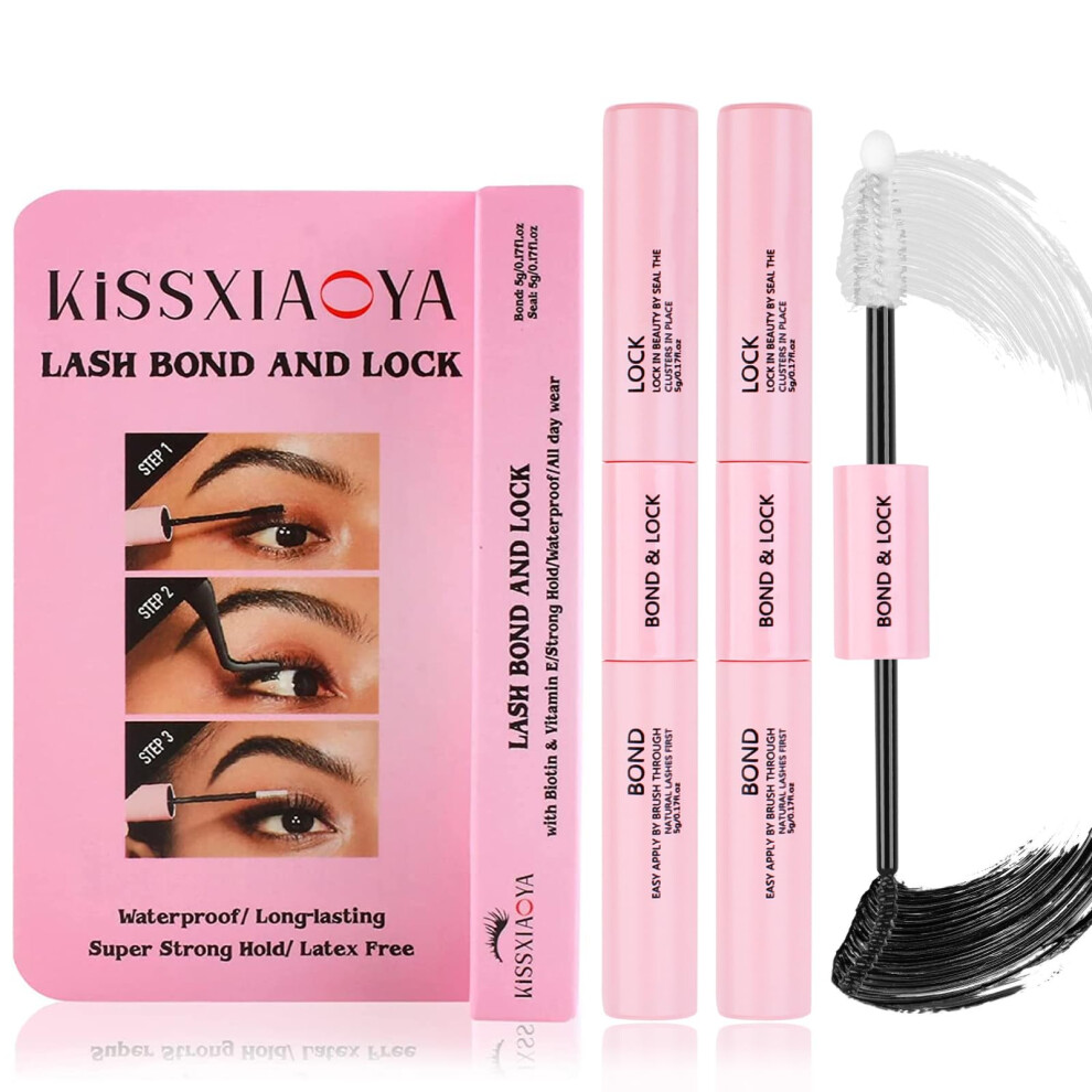 Lymybety Lash Bond And Seal, 2Pcs Cluster Eyelash Glue For Individual Cluster Diy Eyelash Extensions, Super Strong Hold Clusters Lash Adhesive, Waterproof,