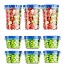 Conjunto de 9 Recipientes para Congelamento, Recipientes Plásticos para Alimentos com Tampas de Rosca, Recipientes Reutilizáveis para Sopa com Tampa
