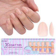 BTArtbox Almond Nail Tips Extra Short - XCOATTIPS Nude Soft Gel Nail Tips Upgraded Full Matte Pre-applied Tip Primer, Pre-colored Press On False Nails