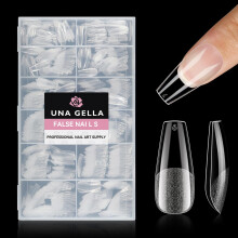UNA GELLA Coffin Nails Tips, 216 PCS Soft Gel Nail Tips Coffin Half Matte Full Cover False Nails Pre-shaped Clear Acrylic Press on Nails Medium for