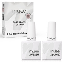Mylee Nail Gel Polish Top & Base Coat, UV/LED Soak-Off Nail Art Manicure Pedicure for Salon & Home Use - Lasts up to 2 Weeks, Easy to Apply, Durable &