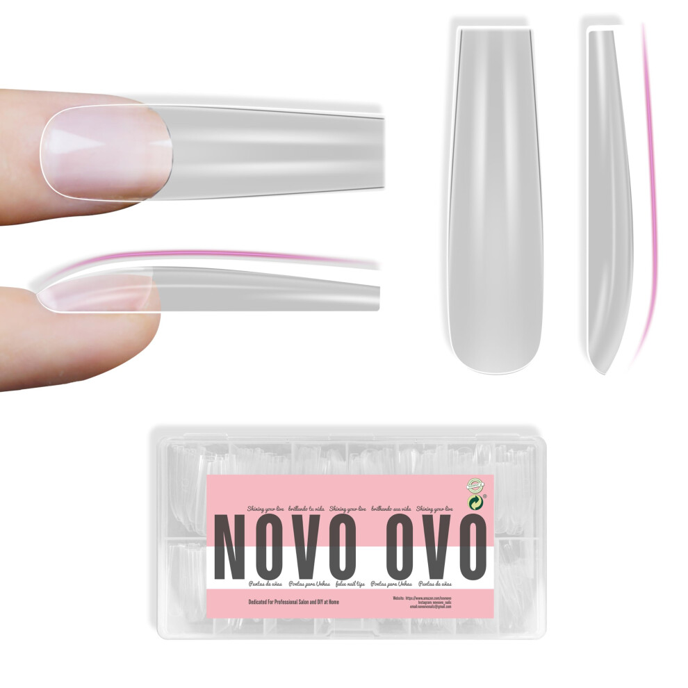 Novo Ovo Sculpted Xxl Square Nail Tip For Curved Nail Beds, Extra Thick Long False Nails Press On, Full Cover Soft Gel Extension Fake Nail For Acrylic