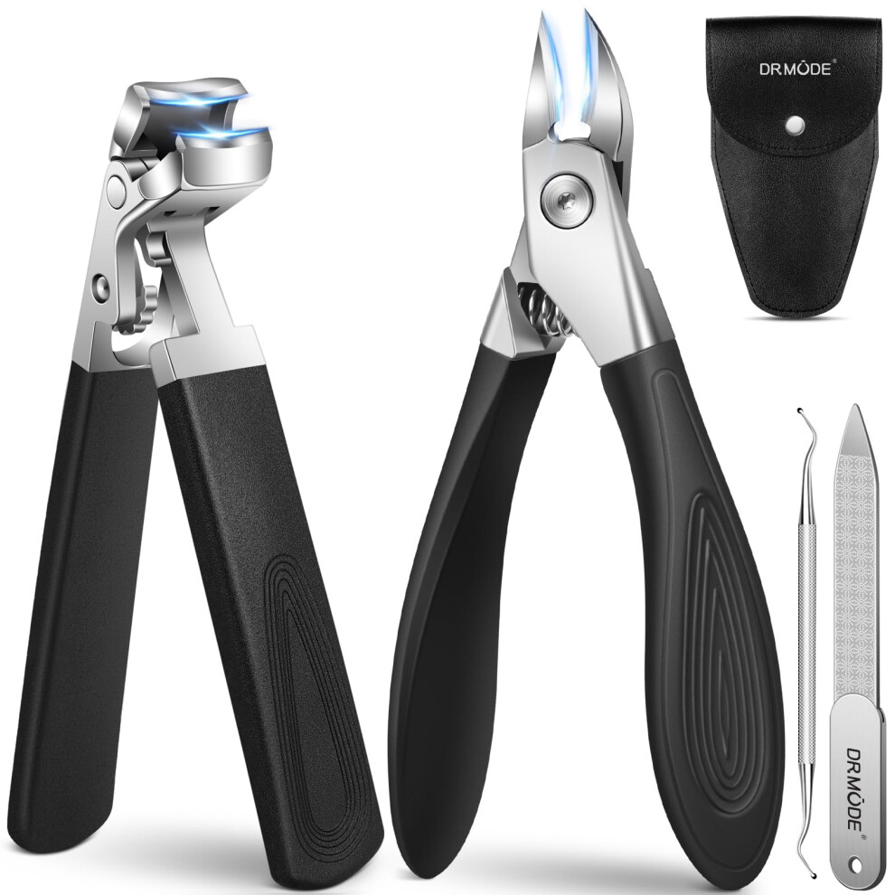 Drmode Toe Nail Clippers For Thick Nails For Seniors, Ingrown Toenail Clippers For Elderly With Slanted Curved Blade, Large Professional Nail Clippers Set