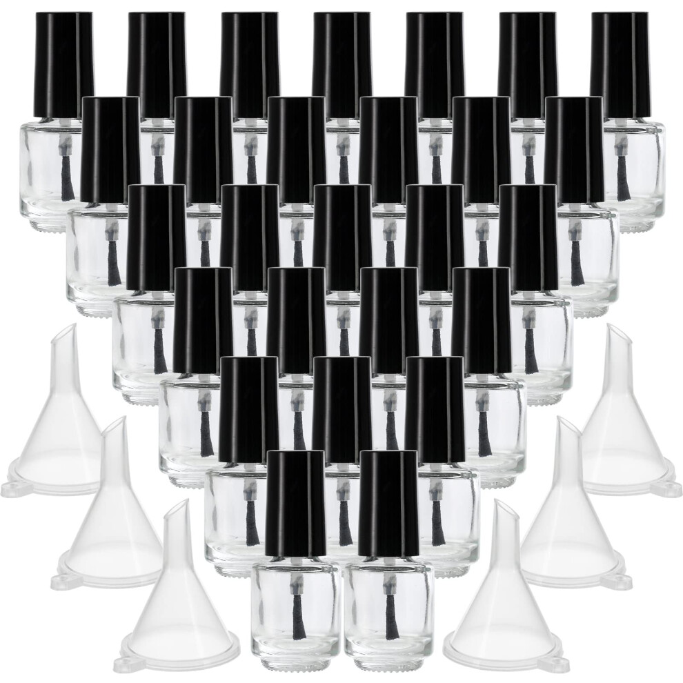 Zenfun 50 Pack 5Ml Empty Nail Polish Bottles, Clear Glass Nail Polish Containers With With Brush Cap & 6 Funnel, Refillable Diy Glass Manicure Polish