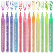 Kalolary 12pcs 3D Nail Art Pens Set Nail Graffiti Drawing Pen Nail Polish Pens Fine Tip Manicure Tools for Painting Nails DIY Nail Art Beauty Adorn