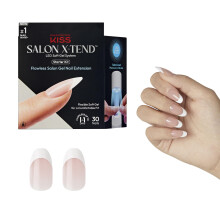 KISS Salon X-tend Starter Kit, Press On-Nails, Nail Glue included, Pure, Light White, Medium Size, Oval Shape, 36 Ct.