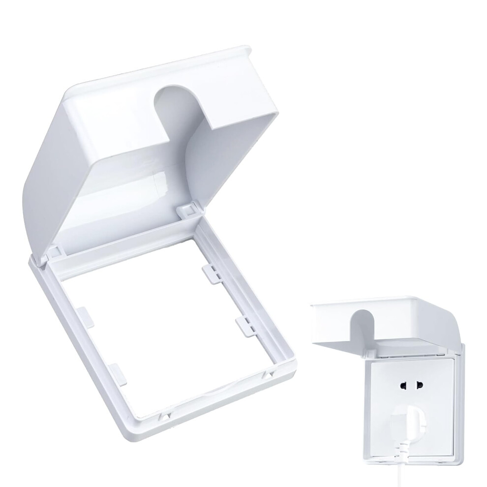 Plug Socket Cover Box, Uk 86 Type Self-Adhesive, Waterproof Splash-Proof Electrical Outlet Cover, Wall Switch Protector, Safety For Home White Fadwons