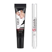 CurvLife Curvlife Semi-Hard Nail Gel 10g with Remover 5ml No UV Light for False Nails Clear
