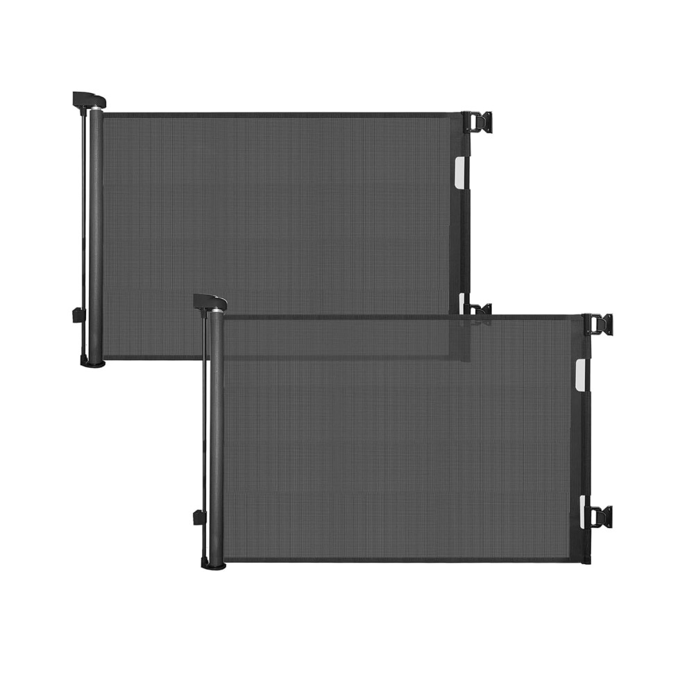 Retractable Mesh Safety Baby Or Dog Gate - 86Cm Tall, Expands To 140Cm Wide, Child & Pet - Fits Doorways, Stairs, Hallways - Indoor/Outdoor? Black Dearlomum