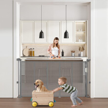 VEVOR Retractable Baby Gate, 870 mm Tall, Extends up to 1400 mm Wide, Retractable Gate for Kids or Pets, Mesh Material, Easy to Install for Indoor